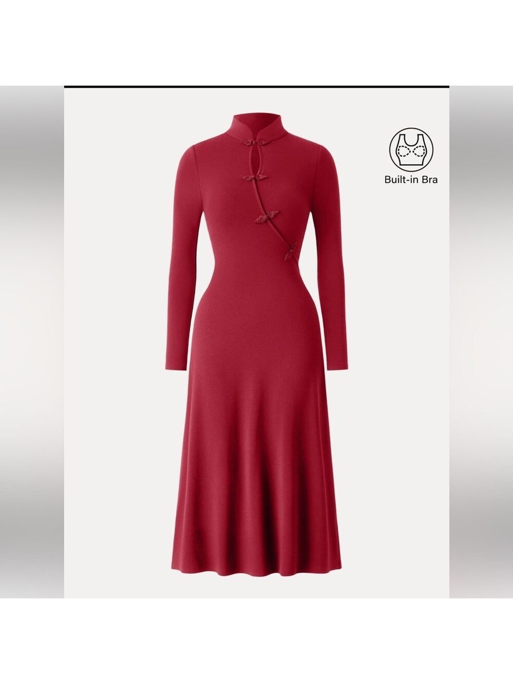 OGL Mandarin Collar Frog Button Luxe Red Dress Limited Edition size M Medium